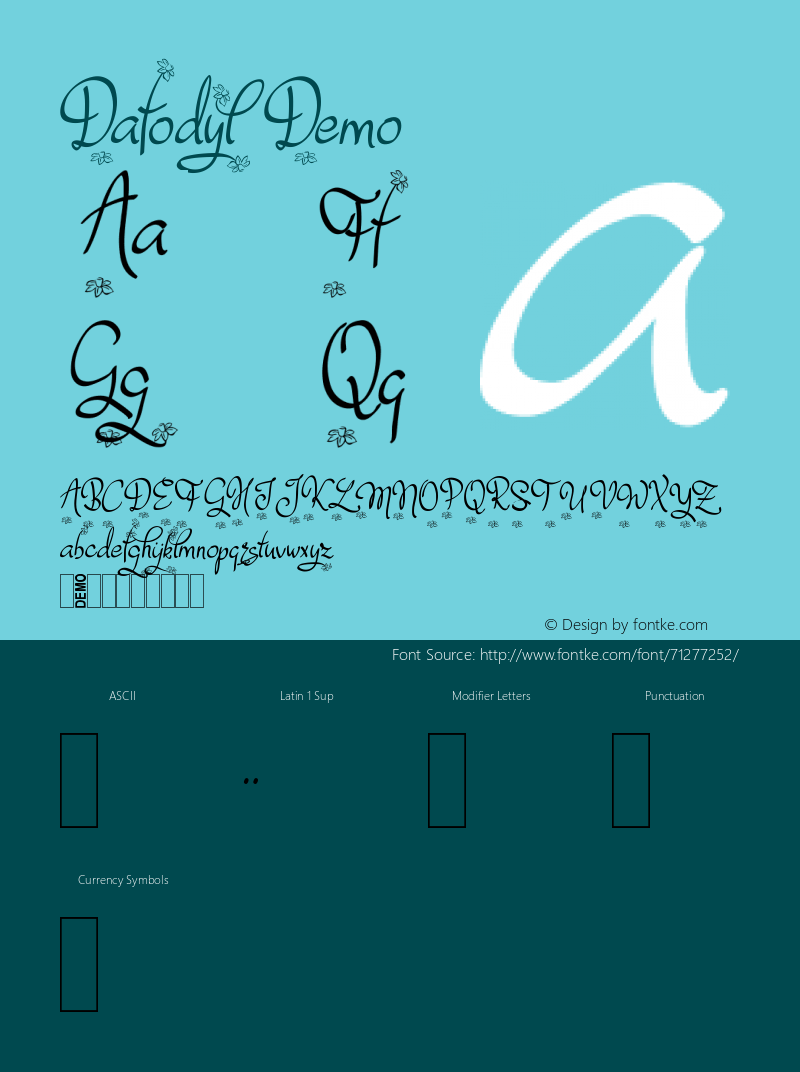 Dafodyl Demo Version 0.00;March 9, 2018;FontCreator 11.5.0.2422 32-bit图片样张