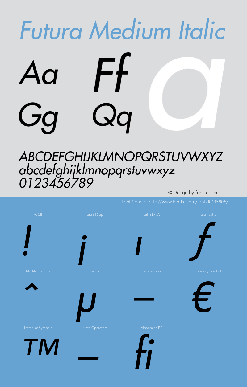 Futura Medium Italic OTF 1.0;PS 001.002;Core 1.0.22图片样张