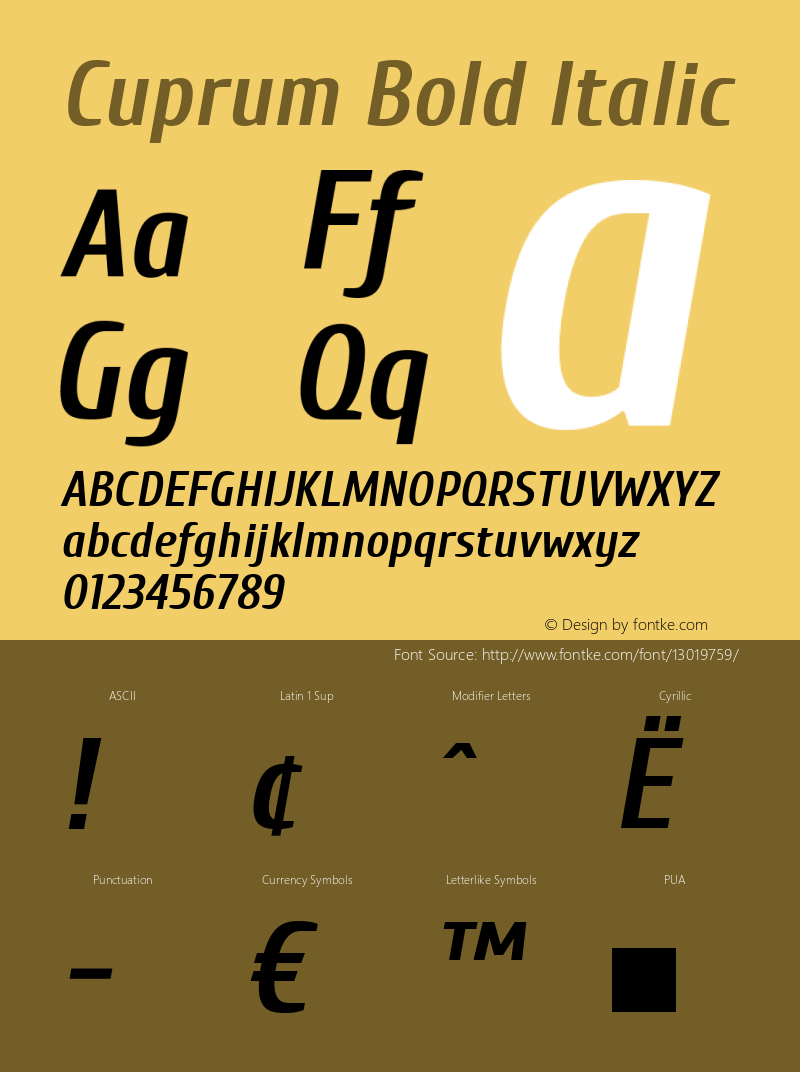 Cuprum Bold Italic Version 1.002图片样张