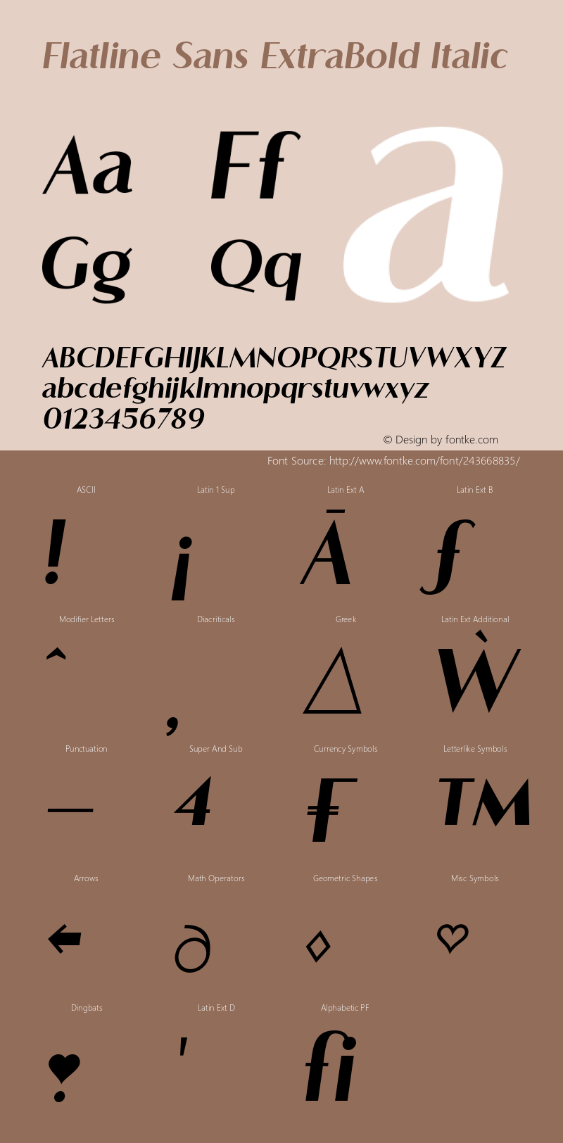 Flatline Sans ExtraBold Italic Version 2.000;FEAKit 1.0图片样张