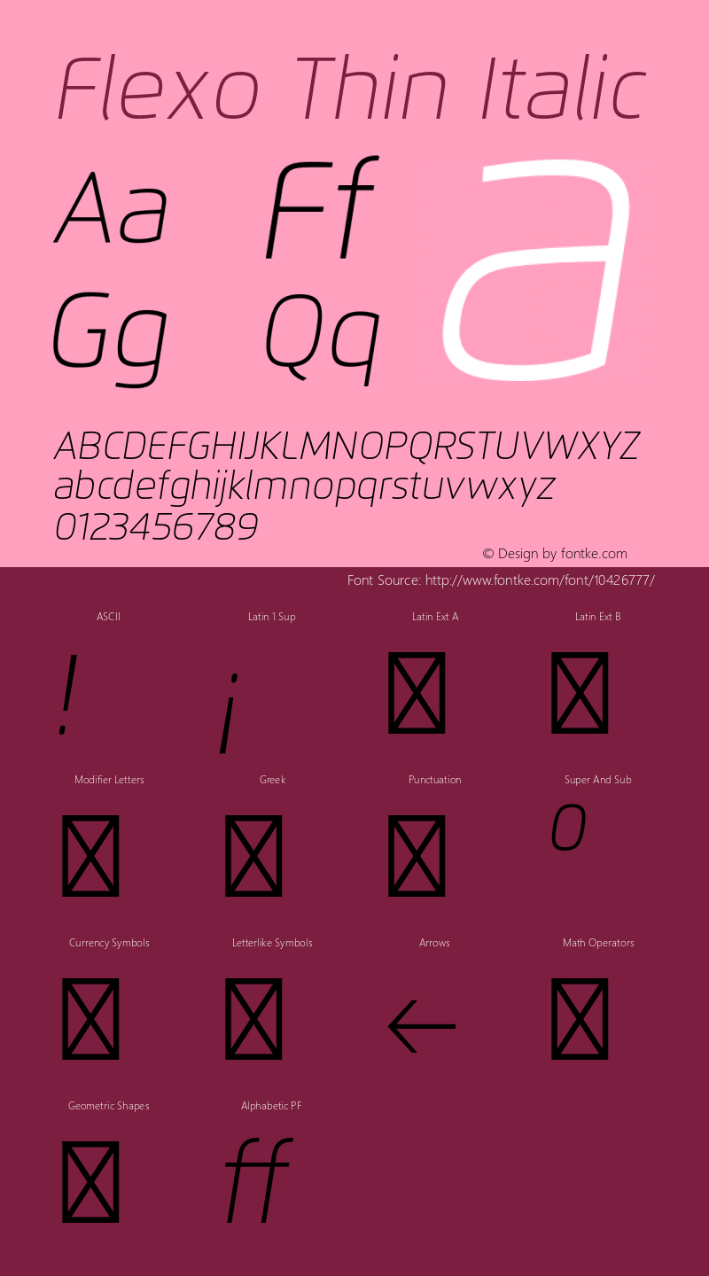 Flexo Thin Italic Version 1.06          UltraPrecision Font图片样张