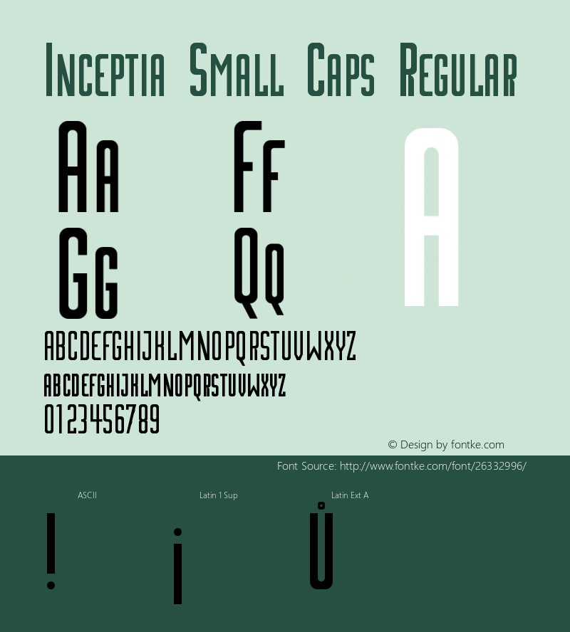 Inceptia Small Caps Regular Version 1.00;February 19, 2018;FontCreator 11.0.0.2400 64-bit图片样张