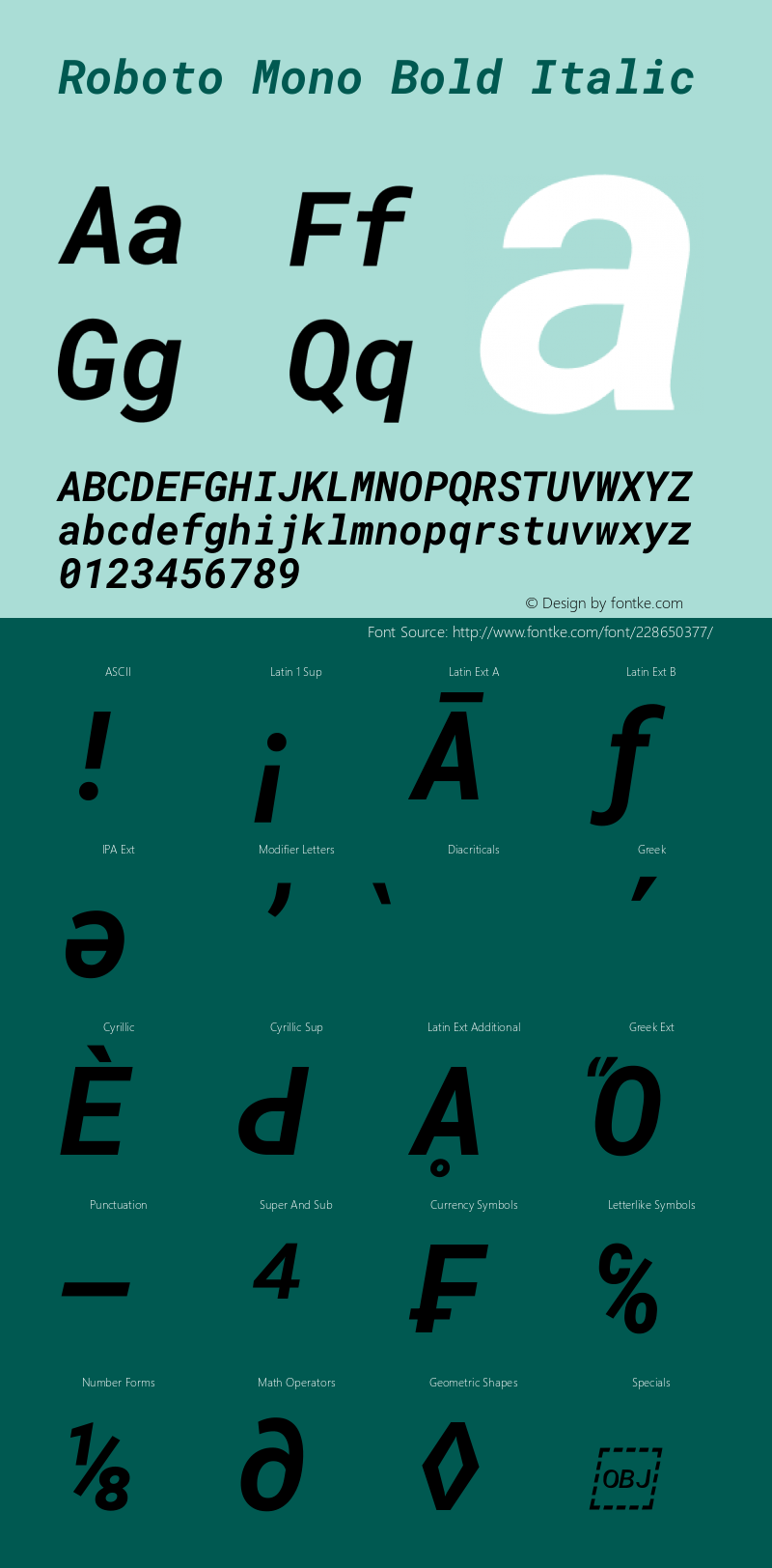 Roboto Mono Bold Italic Version 3.000图片样张