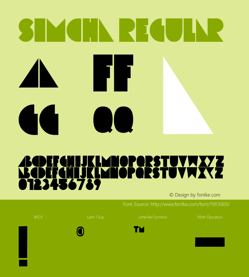 Simcha Regular Fontographer 4.7 12/21/08 FG4M­0000002045图片样张