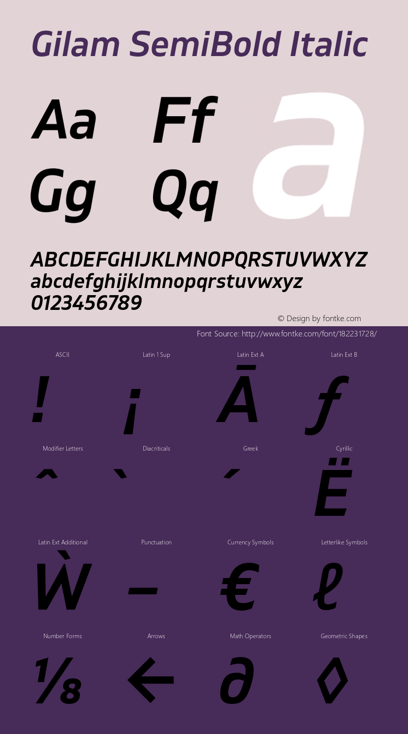 Gilam SemiBold Italic Version 1.000;PS 001.000;hotconv 1.0.88;makeotf.lib2.5.64775图片样张