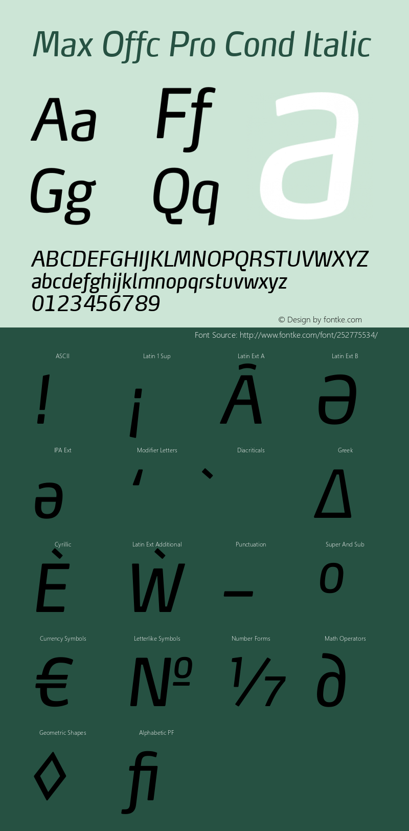 Max Offc Pro Cond Italic Version 7.504; 2014; Build 1021图片样张