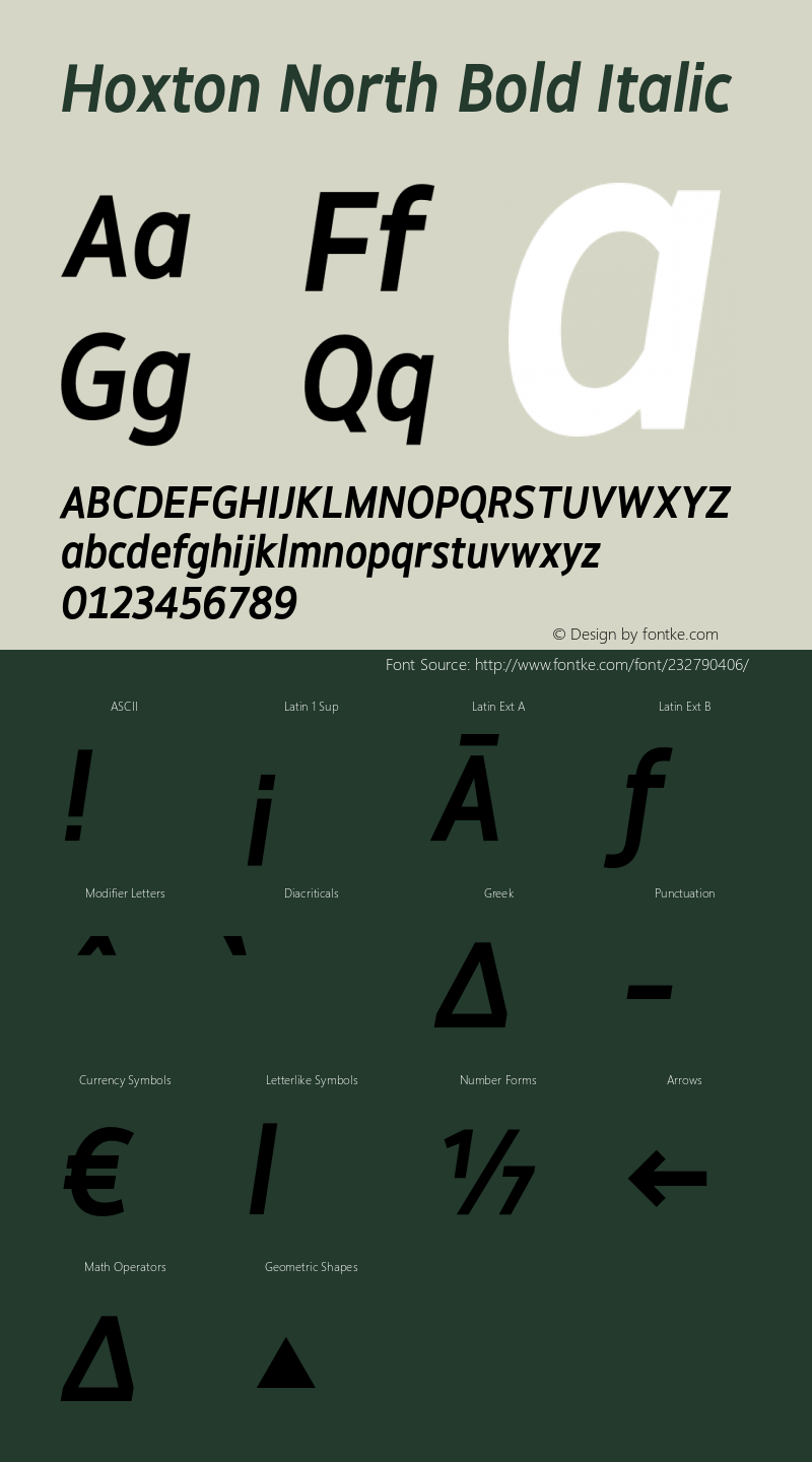 Hoxton North Bold Italic Version 1.002;PS 001.002;hotconv 1.0.88;makeotf.lib2.5.64775图片样张