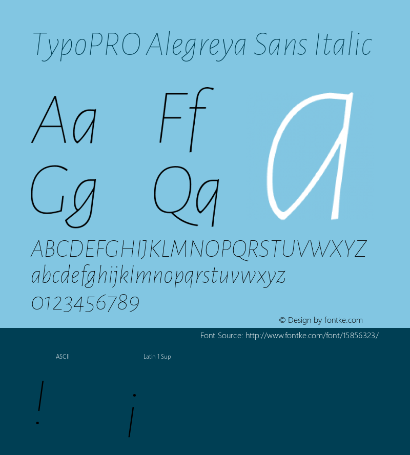 TypoPRO Alegreya Sans Italic Version 1.000;PS 001.000;hotconv 1.0.70;makeotf.lib2.5.58329 DEVELOPMENT图片样张