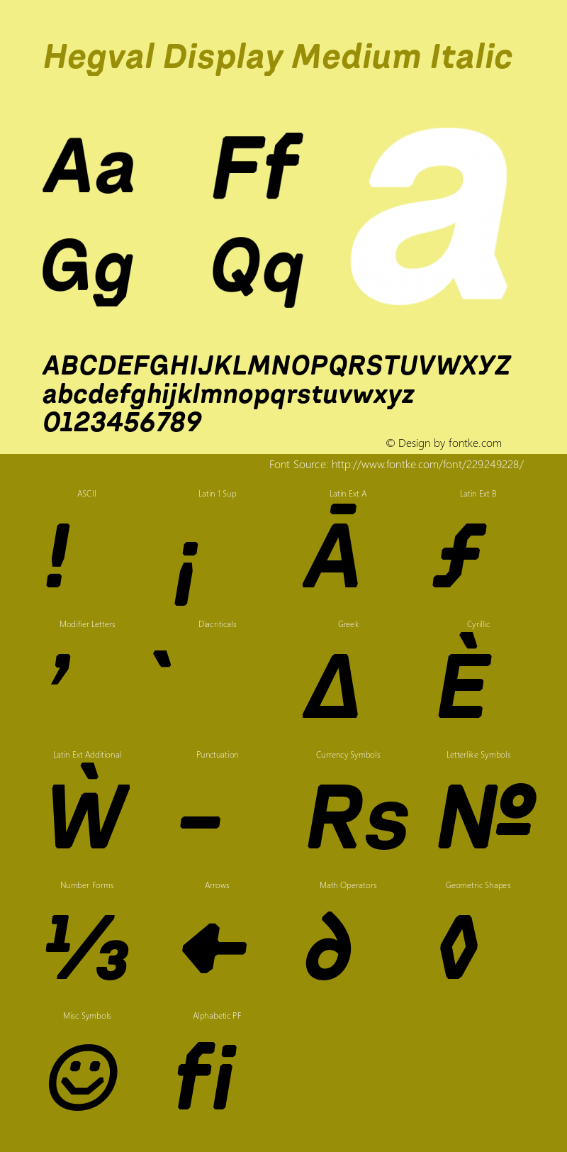Hegval Display Medium Italic Version 001.000 October 2019图片样张