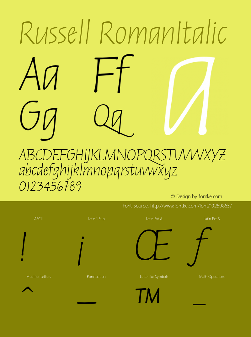 Russell RomanItalic Version 1.00图片样张