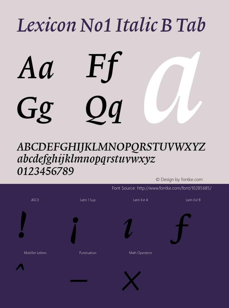 Lexicon No1 Italic B Tab 001.000图片样张