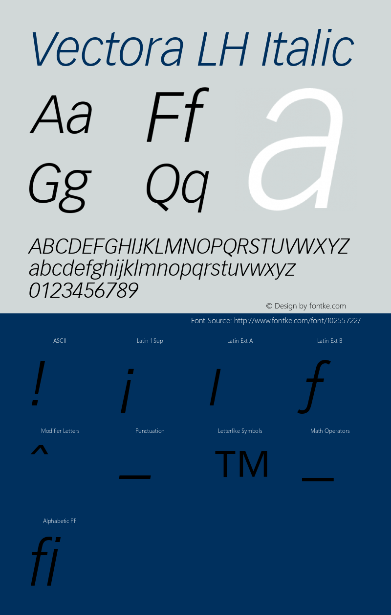 Vectora LH Italic Version 001.000图片样张