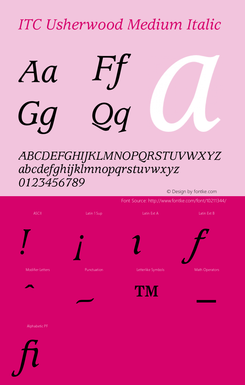 ITC Usherwood Medium Italic 001.000图片样张