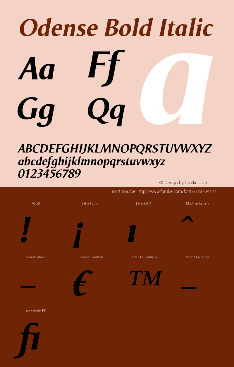 Odense Bold Italic Version 1.00图片样张