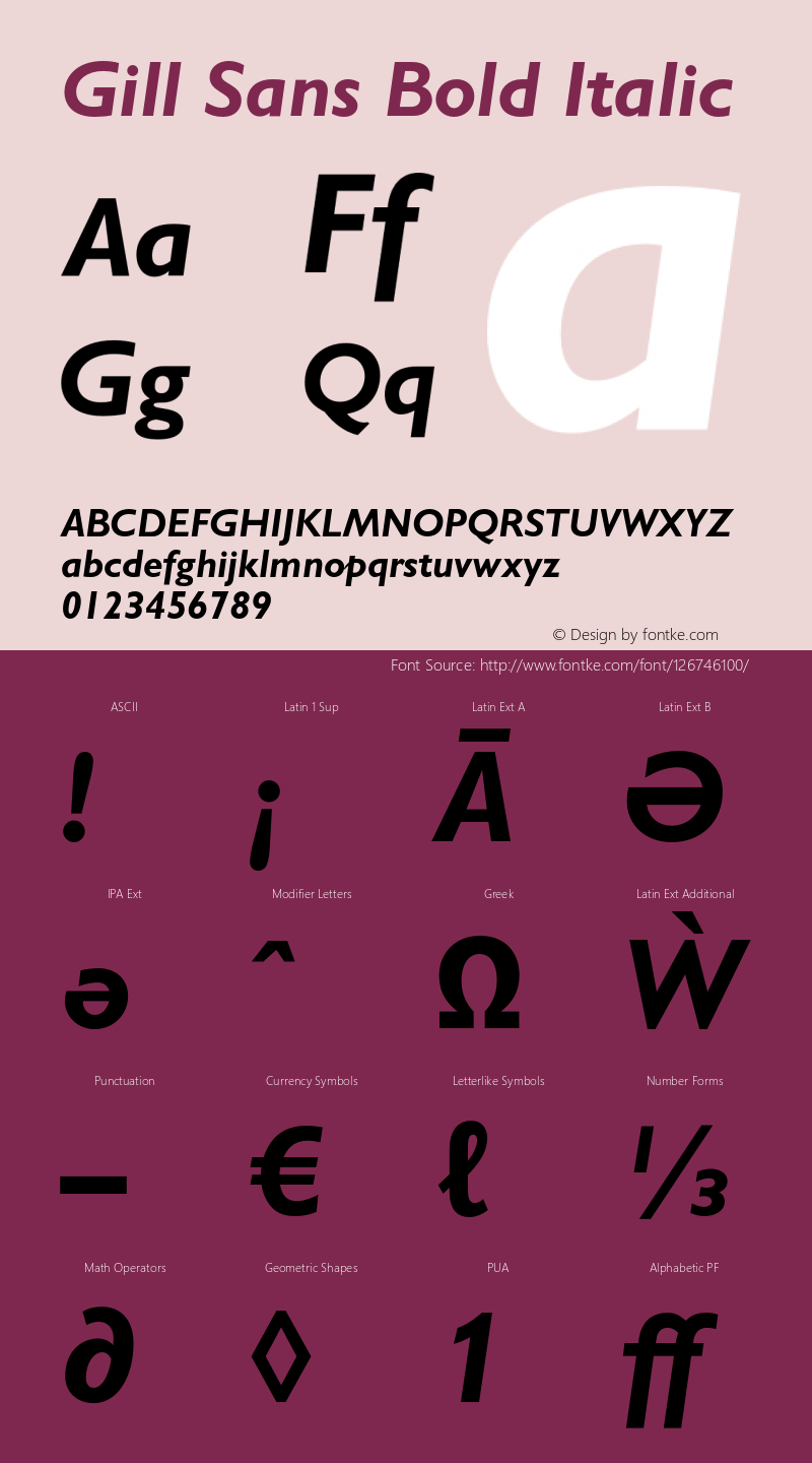 GillSans-BoldItalic Version 1.044;PS 001.001;Core 1.0.38;makeotf.lib1.6.5960图片样张