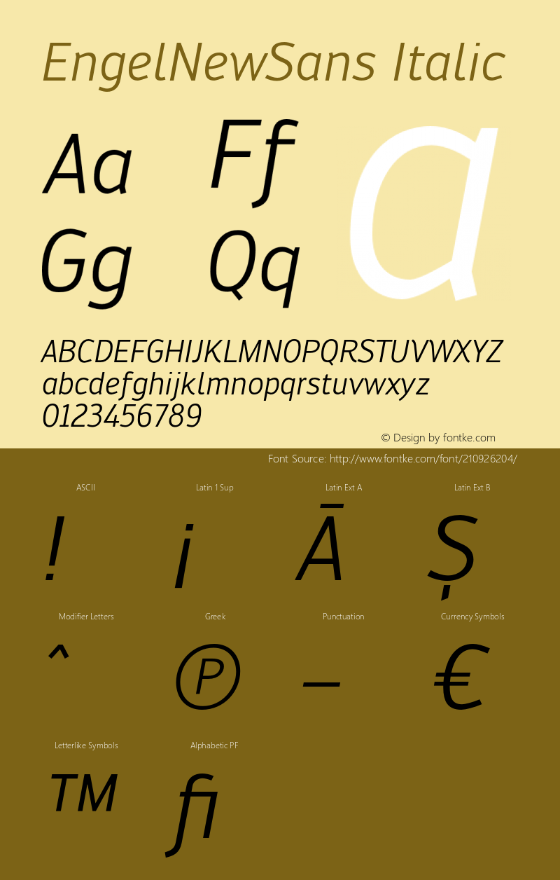 EngelNewSans Italic Version 1.001;PS 001.001;hotconv 1.0.88;makeotf.lib2.5.64775图片样张
