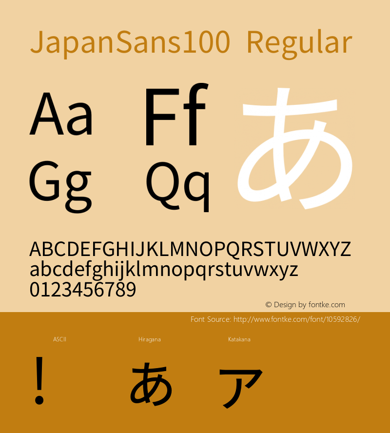 JapanSans100 Regular Version 1.00图片样张