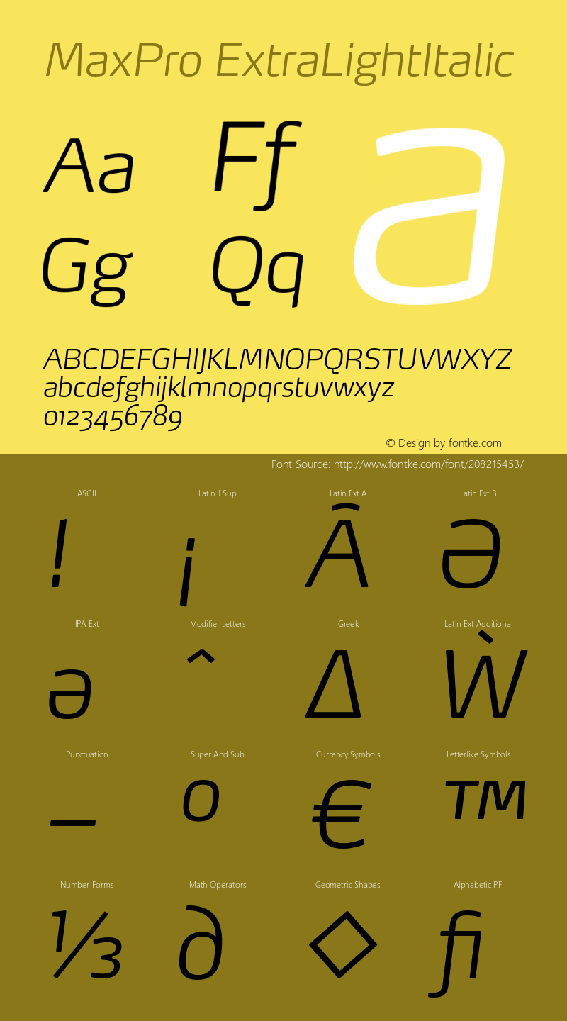 MaxPro-ExtraLightItalic Version 7.504; 2008图片样张