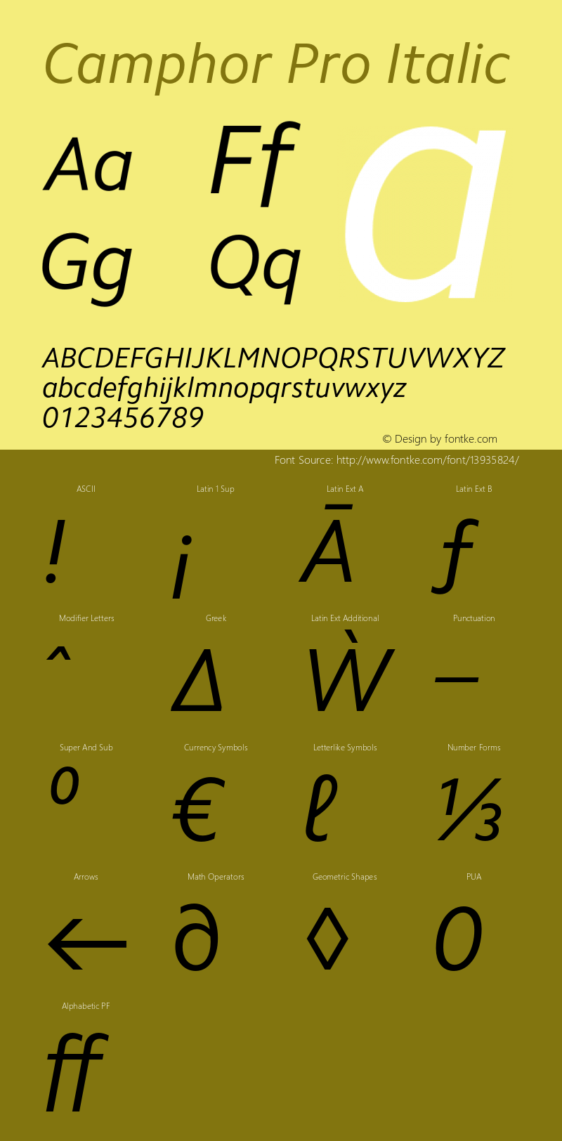 Camphor Pro Italic Version 1.100图片样张