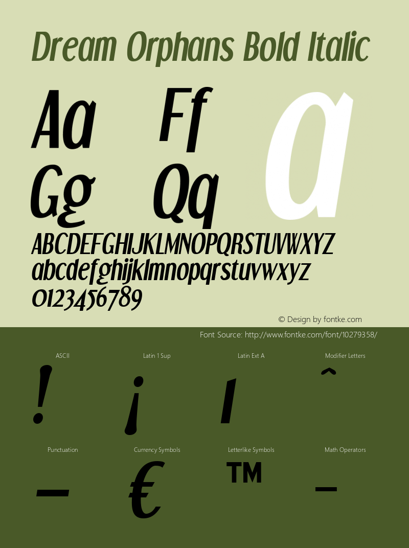 Dream Orphans Bold Italic OTF 4.000;PS 001.001;Core 1.0.29图片样张