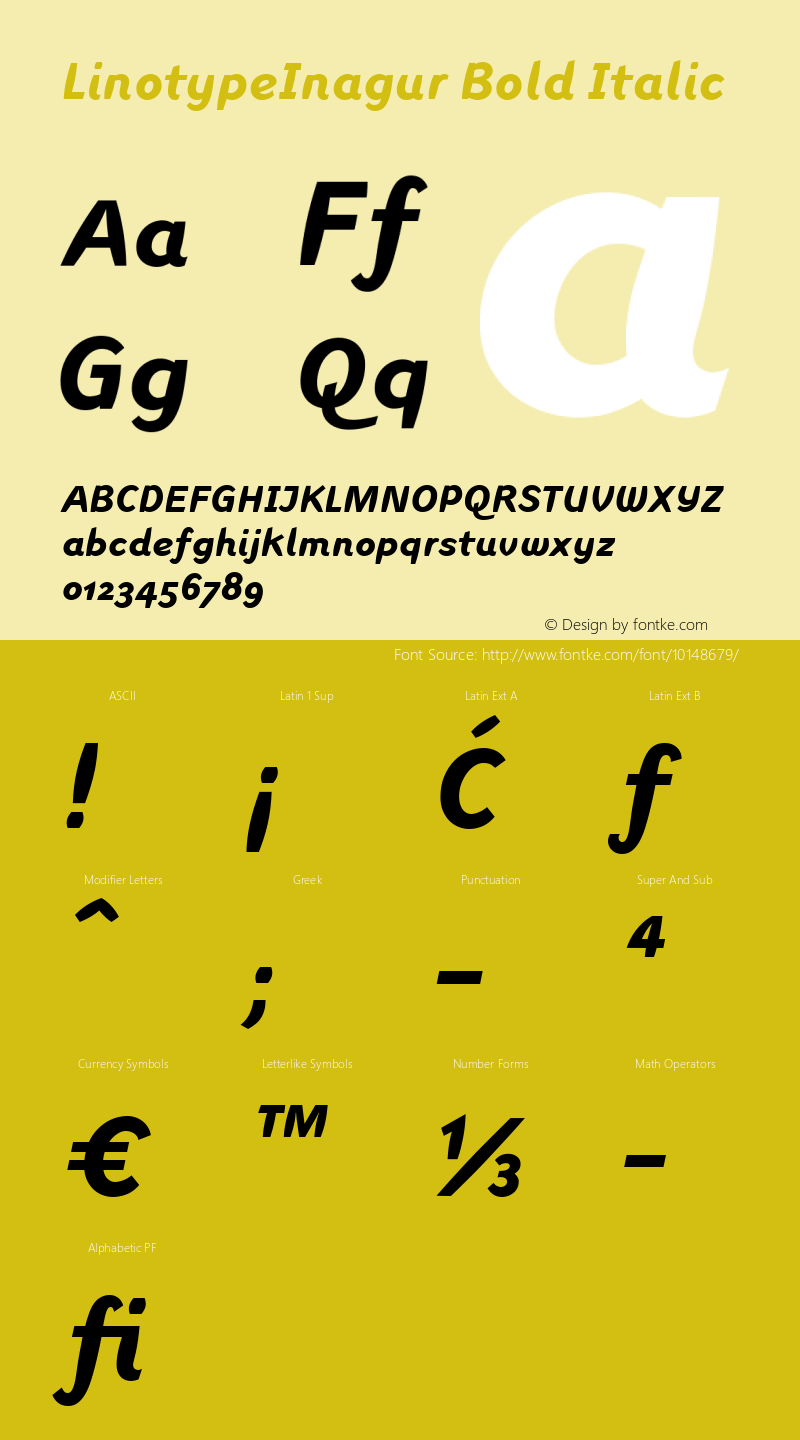 LinotypeInagur Bold Italic Version 1.000图片样张