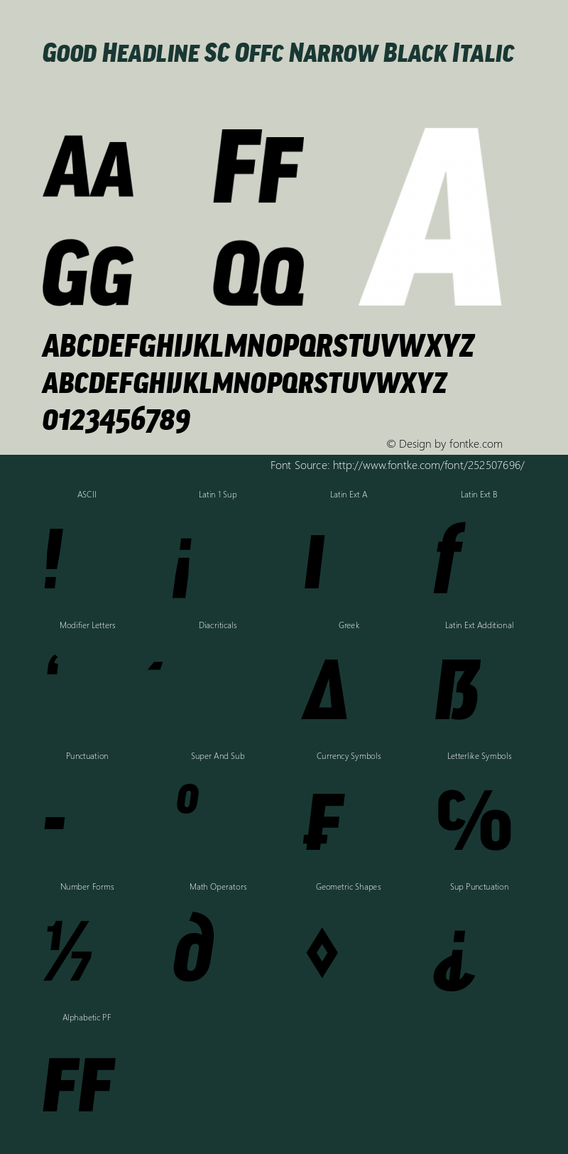 Good Head SC Offc Narrow Black Italic Version 7.504; 2014; Build 1020图片样张