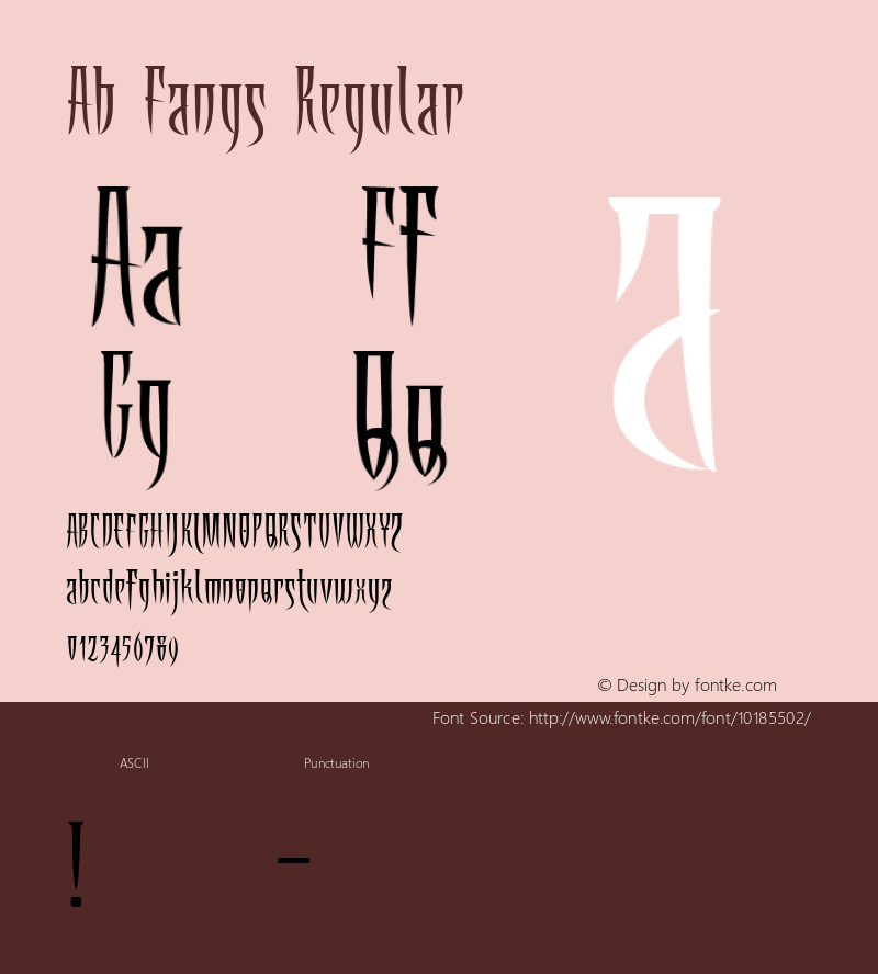 Ab Fangs Regular Macromedia Fontographer 4.1 1/18/00图片样张