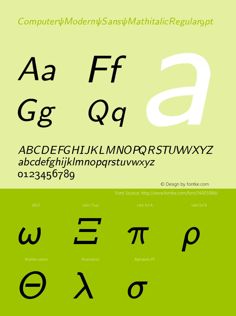 Computer Modern Sans MathitalicRegular9pt Version 001.001图片样张