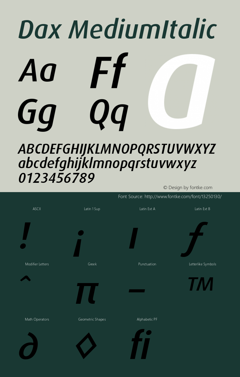 Dax MediumItalic Version 001.000图片样张