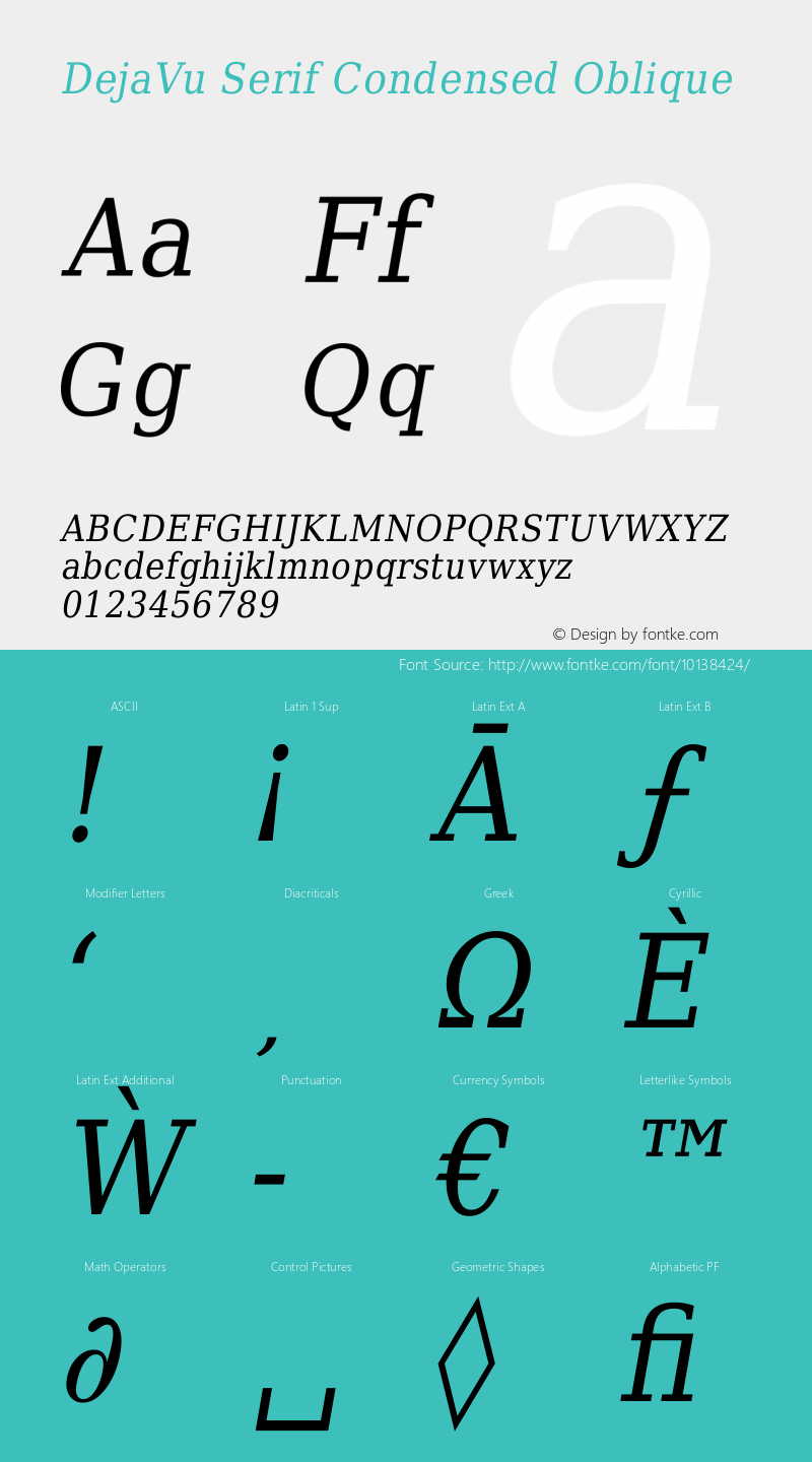 DejaVu Serif Condensed Oblique Version 1.7图片样张