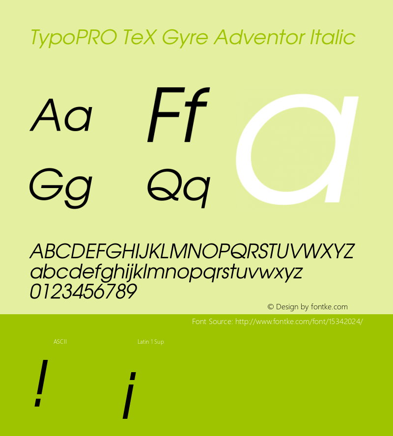 TypoPRO TeX Gyre Adventor Italic Version 2.003;PS 2.003;hotconv 1.0.49;makeotf.lib2.0.14853图片样张