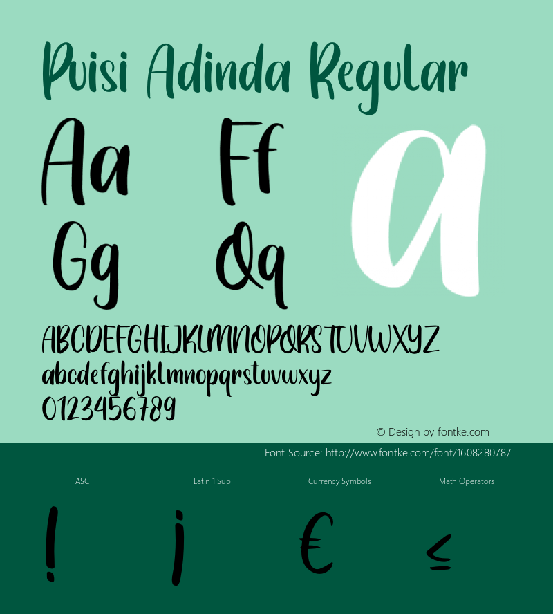 Puisi Adinda Version 1.00;April 14, 2021;FontCreator 12.0.0.2535 32-bit图片样张