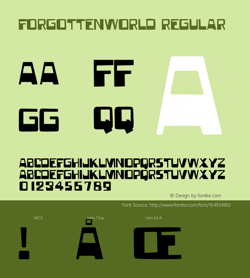 ForgottenWorld Regular Macromedia Fontographer 4.1.4 29/5/03图片样张