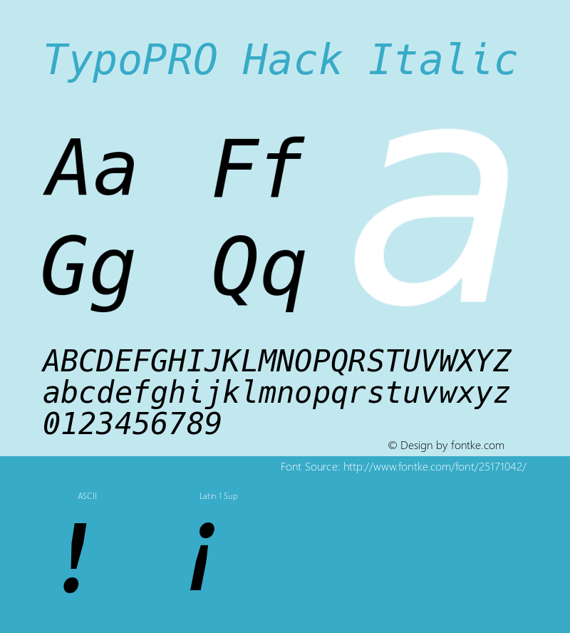 TypoPRO Hack Italic Version 3.000; 706b2b23b-release; ttfautohint (v1.6) -l 6 -r 50 -G 200 -x 10 -H 145 -D latn -f latn -m 