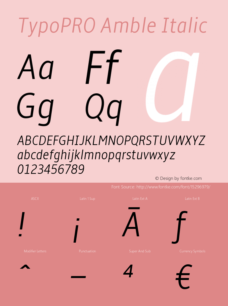 TypoPRO Amble Italic Version 1.00000; 2009图片样张