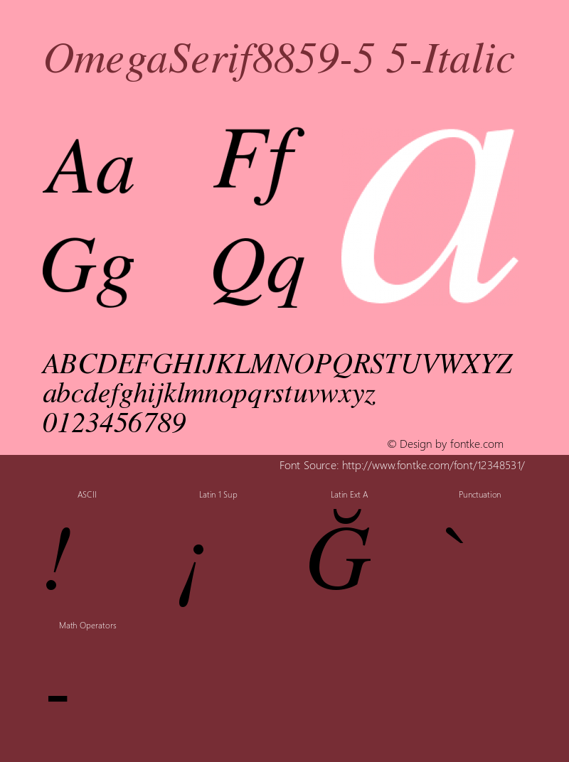 OmegaSerif8859-5 5-Italic Version 001.000图片样张