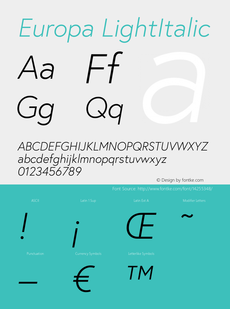 Europa LightItalic 1.000图片样张