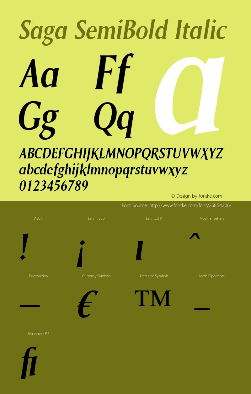 Saga SemiBold Italic Version 1.00图片样张