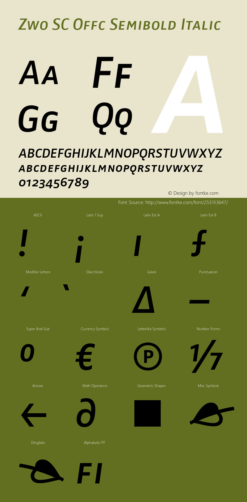 Zwo SC Offc Semibold Italic Version 7.504; 2010; Build 1023图片样张