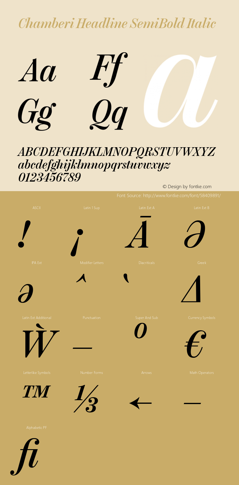 Chamberi Headline SemiBold Italic Version 1.000图片样张