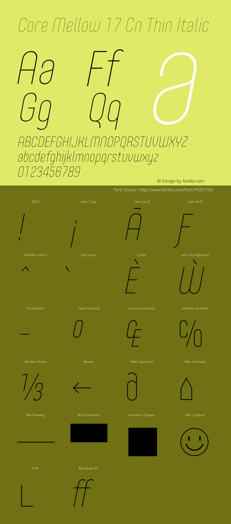 Core Mellow 17 Cn Thin Italic Version 1.000图片样张