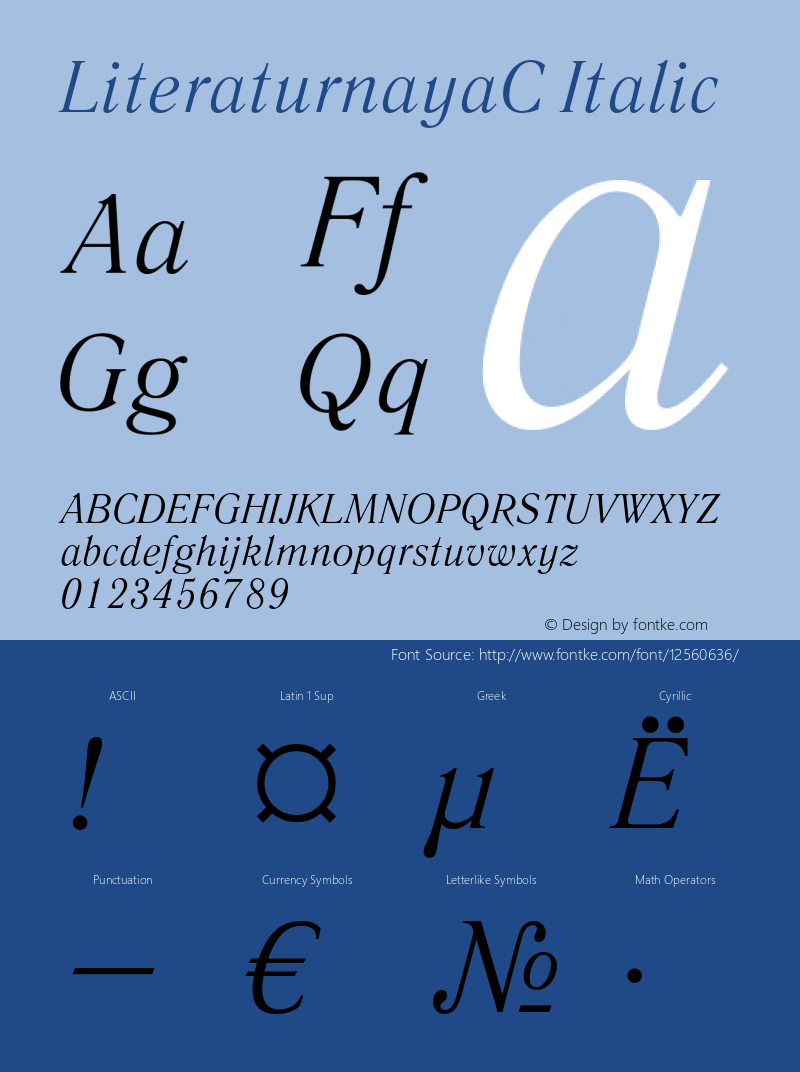 LiteraturnayaC Italic OTF 1.0;PS 001.000;Core 116;AOCW 1.0 161图片样张