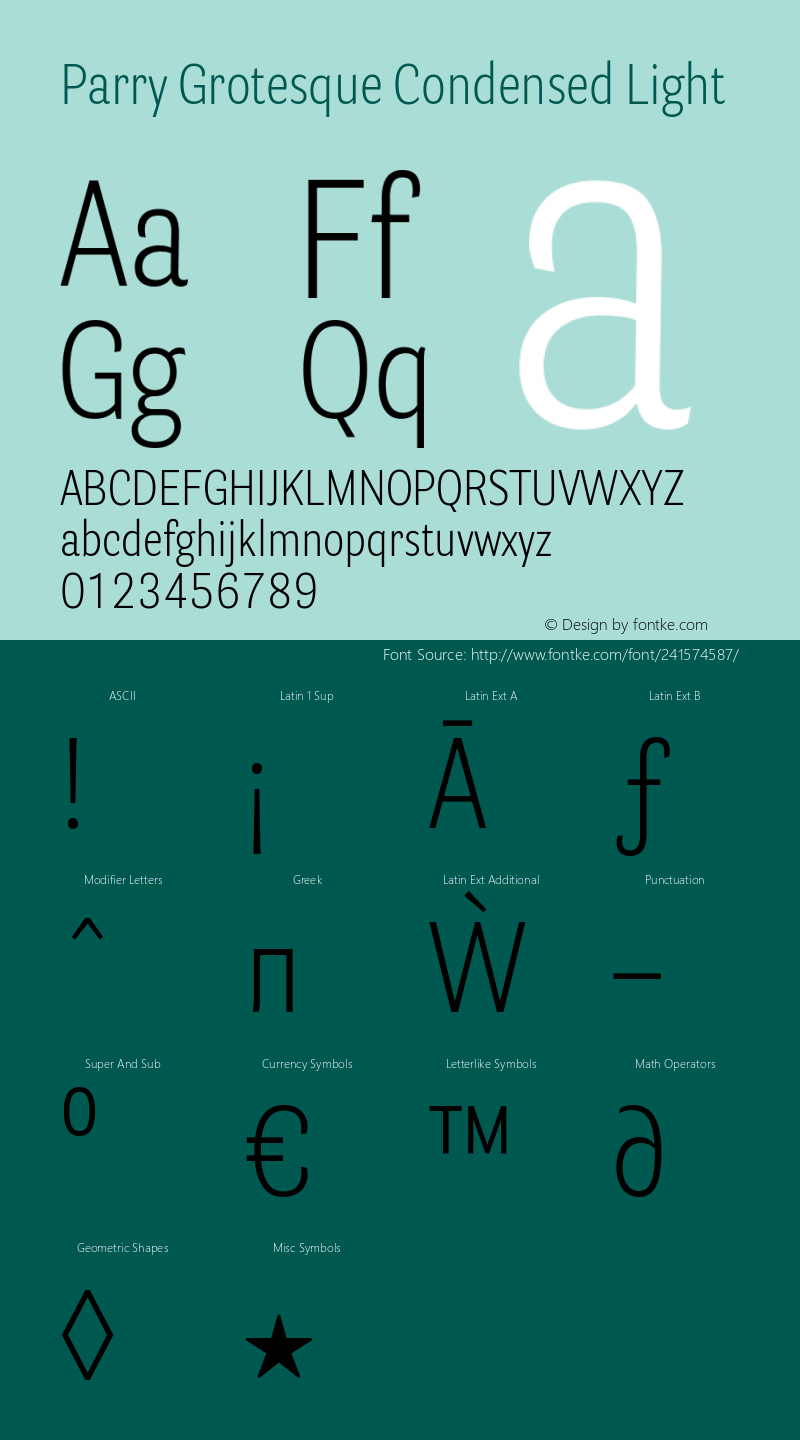 Parry Grotesque Condensed Light Version 1.200图片样张