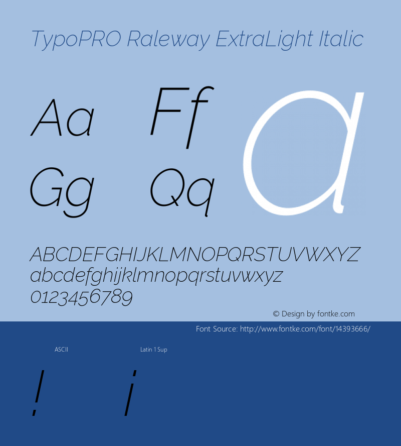 TypoPRO Raleway ExtraLight Italic Version 3.000; ttfautohint (v0.96) -l 8 -r 28 -G 28 -x 14 -w 