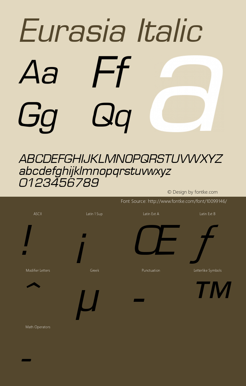 Eurasia Italic Altsys Fontographer 4.1 1/30/95图片样张