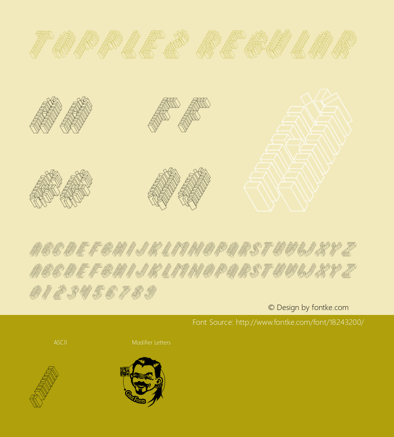 Topple2 Regular Macromedia Fontographer 4.1.5 12/16/02图片样张