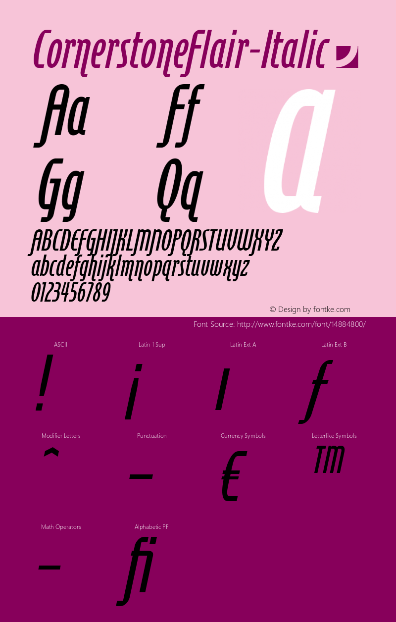 CornerstoneFlair-Italic ☞ Version 1.002;com.myfonts.jonahfonts.cornerstone-flair.italic.wfkit2.3NmR图片样张