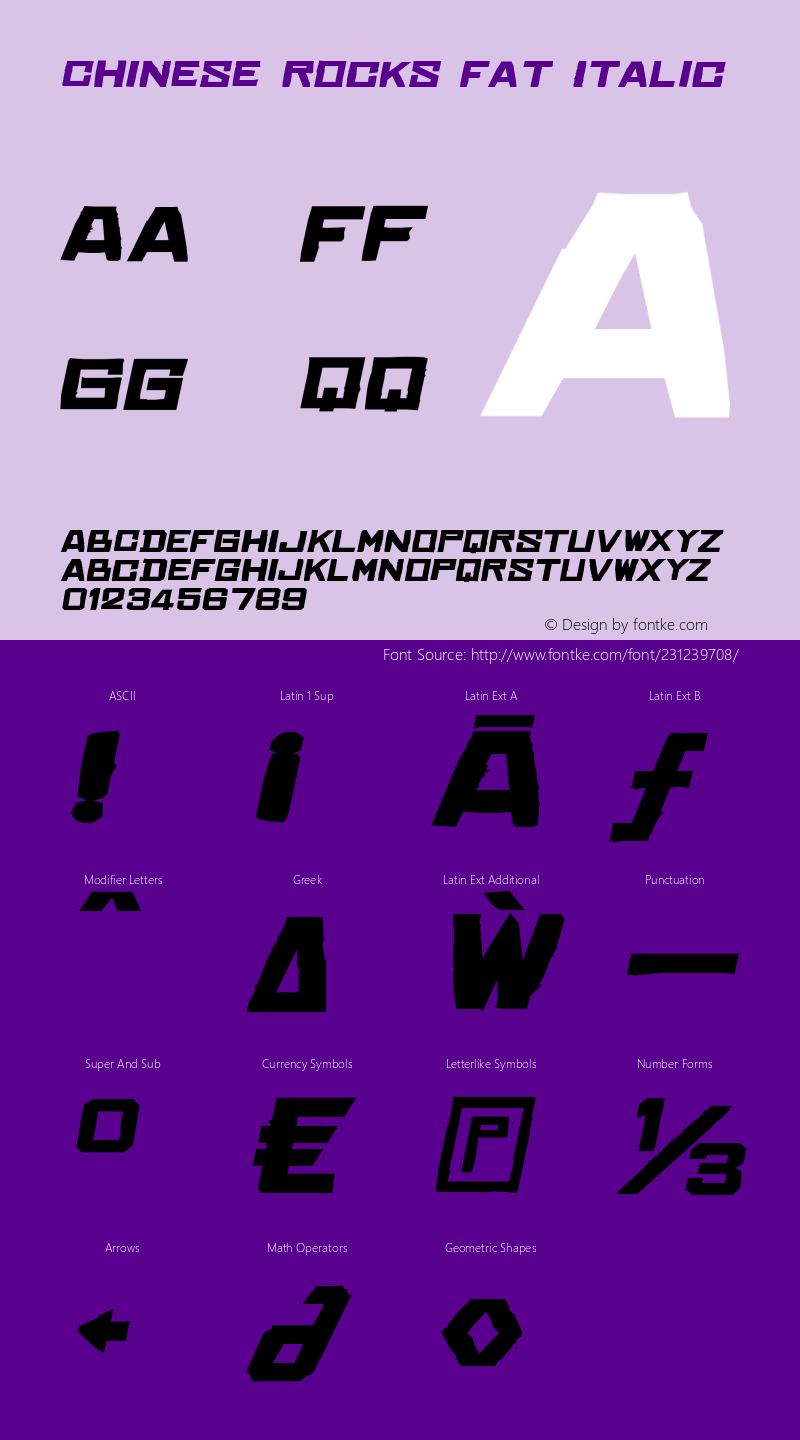 Chinese Rocks Fat Italic Version 3.104 | FøM Fix图片样张