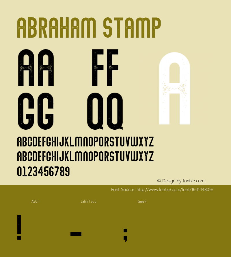 Abraham Stamp Demo Stamp Version 1.00;January 22, 2020;FontCreator 12.0.0.2535 64-bit图片样张