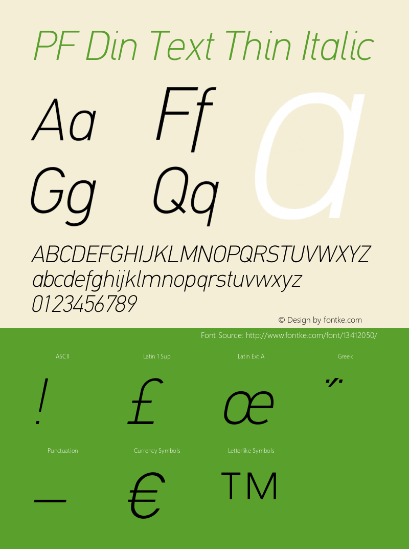 PF Din Text Thin Italic OTF 1.000;PS 001.001;Core 1.0.34图片样张